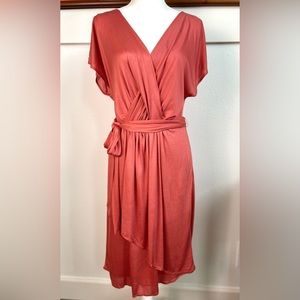 NWT Ann Taylor LOFT Solid Faux Wrap Dress, Size L